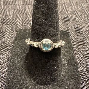 Elegant Sterling Silver 925 Ring with Blue Gemstone (size 7)